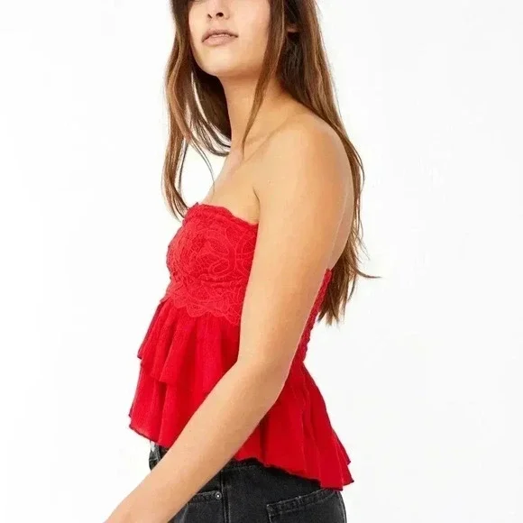 NWT Free People Adella Corset Cami / Cherry Red - Picture 3 of 8
